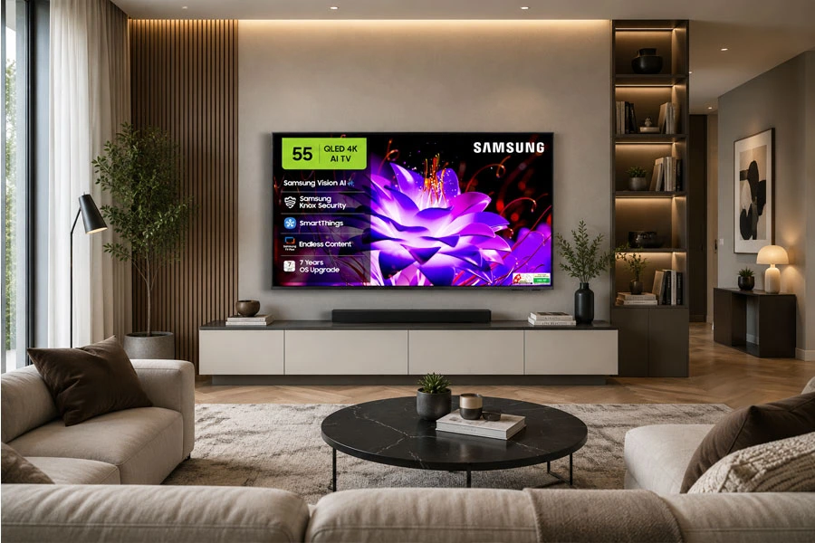 Samsung (55 inches) Vision AI 4K Ultra HD Smart QLED TV QA55QEF1AULXL