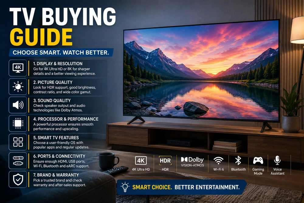 Smart TV Buying Guide 2026: 7 Essential Things You Must Check Before Buying a New TV 2 Smart TV Buying Guide 2026 tips